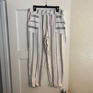 Striped White and Black Women's Trousers